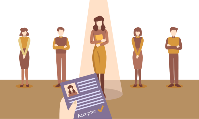 Une candidate acceptée lors d'un entretien d'embauche en Tunisie.